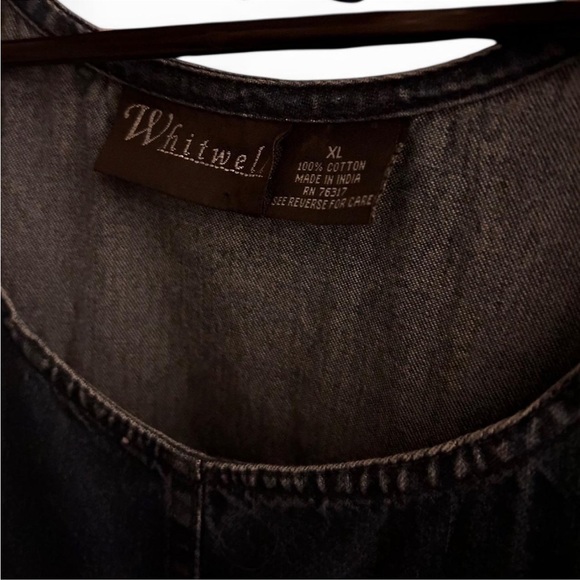 Vintage Whitwell 100% Cotton Denim Maxi Dress with White Embroidery - Picture 4 of 4